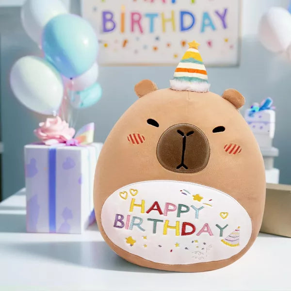 TITQWOP 15" Capybara Soft Plush Stuffed Animal Pillow Cute Capybara Toy Gift for Kids Boys Girls (Birhtday Capybara Plush Pillow)