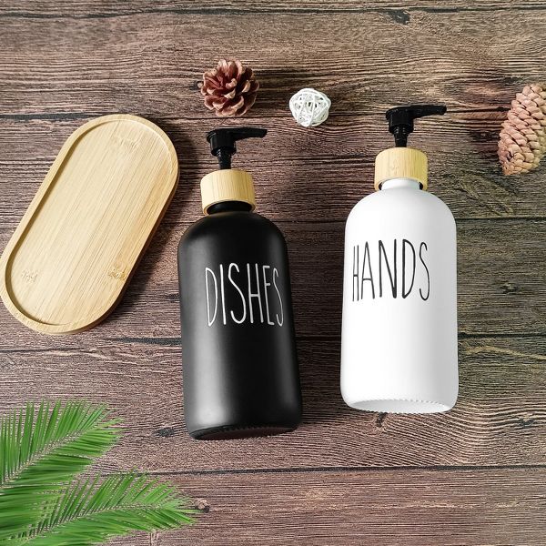 Kitchen Soap Dispenser Set, 2 Pack 17 Oz Hand and Dish Bathroom Soap and Lotion Dispensers