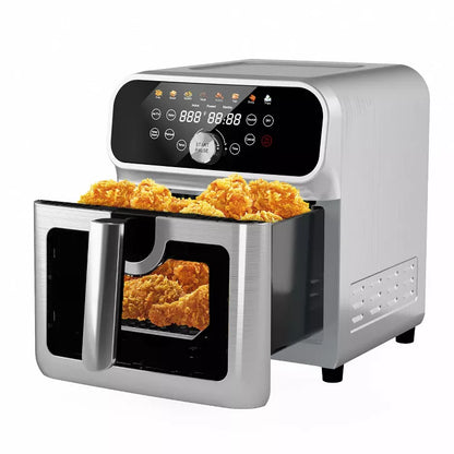 WHALL® 6QT Air Fryer, 8-in-1 Electric Hot Oven with Digital LED Touchscreen, Visible Window, New, Stainless Steel