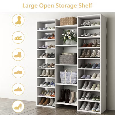 CIPACHO White Tribesigns 14 - Tier Shoe Rack with 22 Open Cubbies - Holds 46 Pairs, Modern Organizer for Entryway, Living Room & Hallway