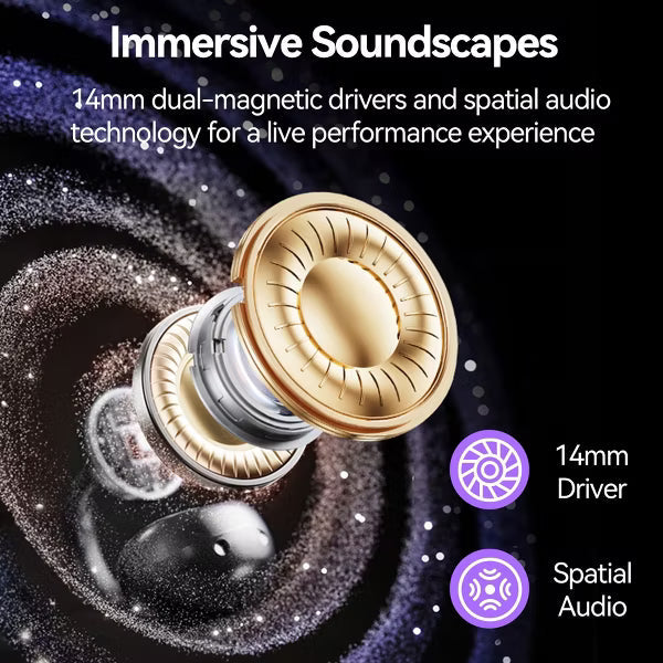 VEATOOL Open Ear Clip-On Earbuds, LCD Touch Screen,Bluetooth 5.4 Sports Earphones,ENC Call Noise Cancelling Earphones with Mic,Ear Clip Earbuds