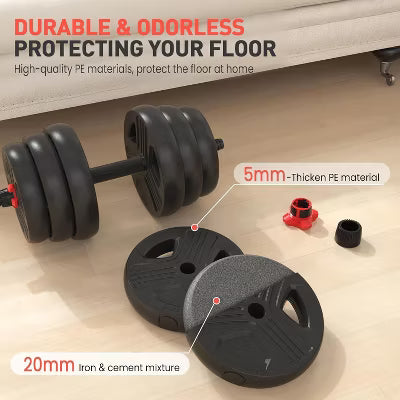 All-in-One Adjustable Dumbbell Set, 20 lb with Barbell & Kettlebell Connector for Home Gym