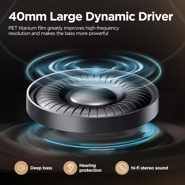 VEATOOL Wireless Bluetooth Headphones,40 Hrs Playtime Wireless Over-Ear Headphones,4 Mics ENC Noise Cancelling for Clear Calls, Lightweight Headset