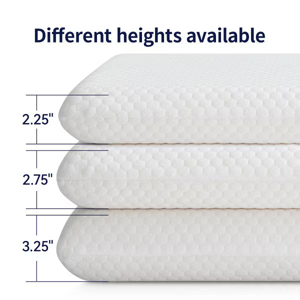 Dyonery Ultra Thin Cooling Memory Foam Pillow for Stomach & Back Sleepers – Low Profile, Washable Cover, Pressure Relief Support