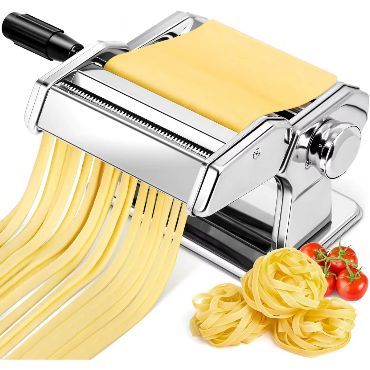 YASHE 2-in-1 Pasta Maker with Adjustable Thickness, Pasta Roller & Cutter, Dual Width Noodle Machine for Spaghetti, Fettuccine & Lasagna