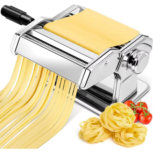 YASHE 2-in-1 Pasta Maker with Adjustable Thickness, Pasta Roller & Cutter, Dual Width Noodle Machine for Spaghetti, Fettuccine & Lasagna