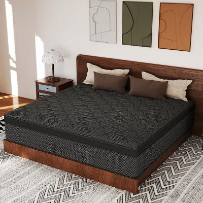 CHEVNI 12-14 Inch Mattress in a box Hybrid Spring Memory Foam Medium Firm Black