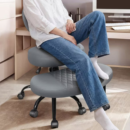 KERDOM Ergonomic Cross Desk chair, Height Adjustable Meditation Office Chair, 360° Swivel with Retractable Footrest, ADHD Chair,Gray