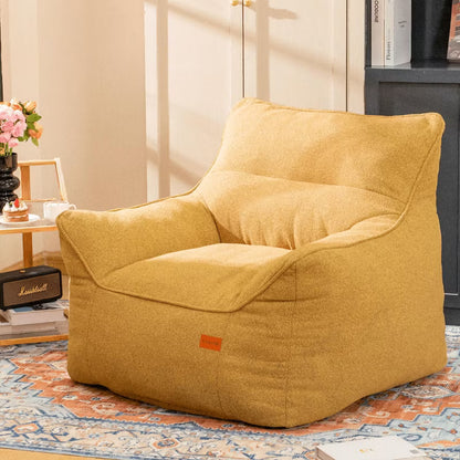 Hooseng Bean Bag Chair with Filler, Big Floor Sofa with Tufted Soft Armrests & Side Pocket, Premium Lazy Sofa for Adults, Living room, Bedroom, Dorm