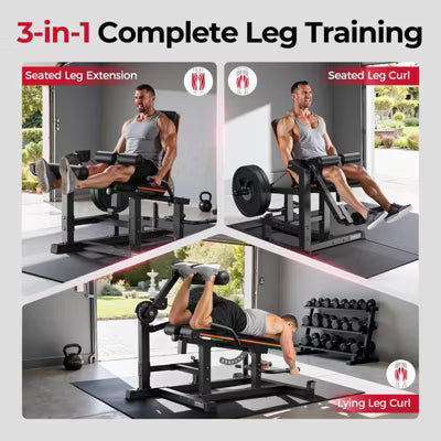 FEIERDUN Leg Extension and Curl Machine, Adjustable Leg Curl Machine, Seated Leg Extension and Lying Curl Machine for Home Gym