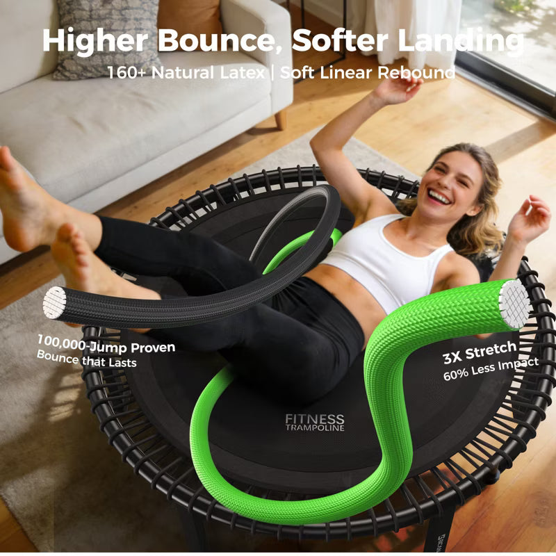BCAN 40"/48" Soft Land Pro Fitness Rebounder Trampoline, 500 lb Capacity, Adjustable Tension Bungees Black 40IN