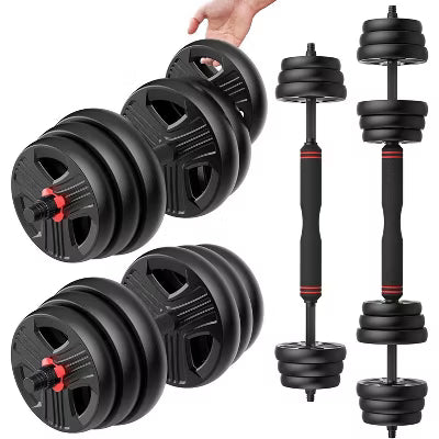 All-in-One Adjustable Dumbbell Set, 40 lb with Barbell & Kettlebell Connector for Home Gym