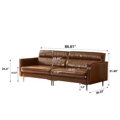 Gaoyangjiaju 86.61 Inch Leather Sofa with Solid Wood Frame