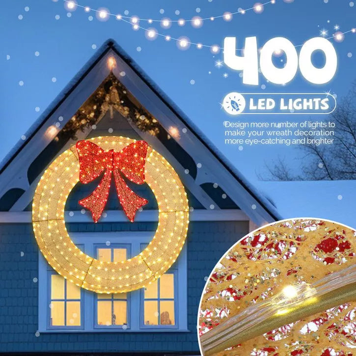 Karl Home 60 inch Pre-Lit Outdoor Christmas Wreath Decoration