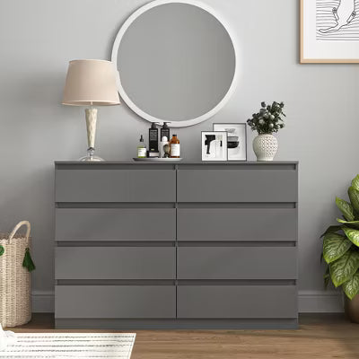 Resenkos Mid Century Modern 8 Drawer Dresser for Bedroom with Hidden Handle