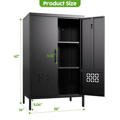 SUXXAN Metal Pantry Cabinet, Kitchen Pantry Storage Cabinets with 2 Shelves, for Home Office, Required Assembly
