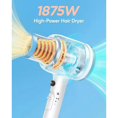 Hoey Professional Ionic Hair Dryer – 1800W Fast Drying, Low Noise Blow Dryer with Concentrator and Diffuser, for Home, Salon, and Travel