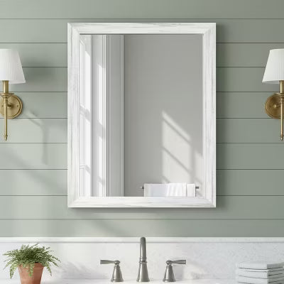 CIPACHO 16*20 Inch White Wood Wall Mirror - Shatterproof Durable Anti-Rust