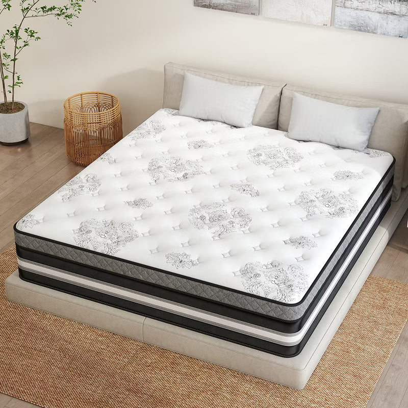 CHEVNI 12-14 Inch Mattress in a box Hybrid Spring Memory Foam Medium Firm