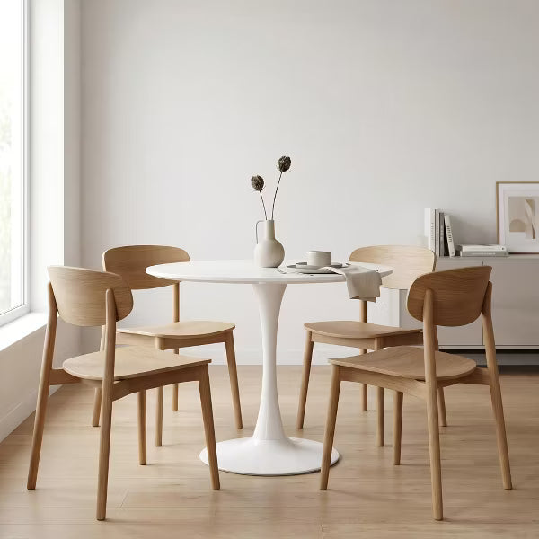 Modern 31.5" Round Dining Table, Mid-Century Pedestal Kitchen Furniture, Leisure Coffee Table for Small Spaces, Pure White
