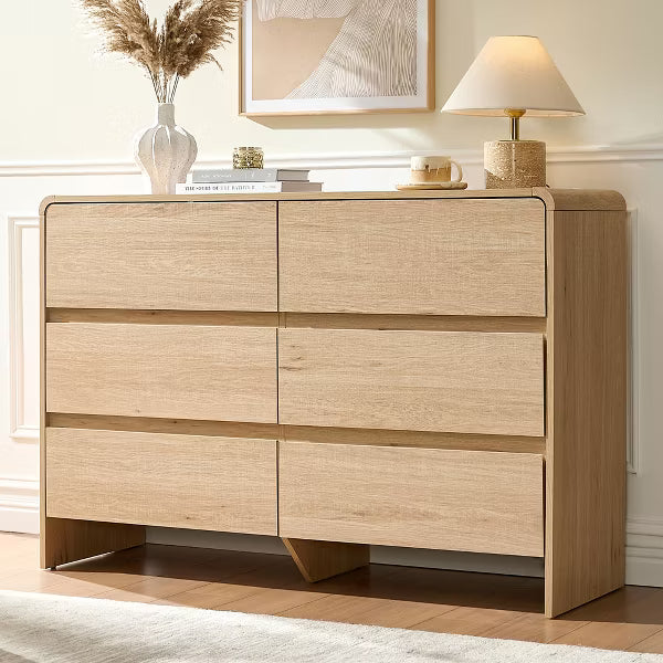 AMERLIFE Storage Dresser, Modern Chest with Rounded Corners, Wood Cabinet Organizer for Living Room, Easy Assembly