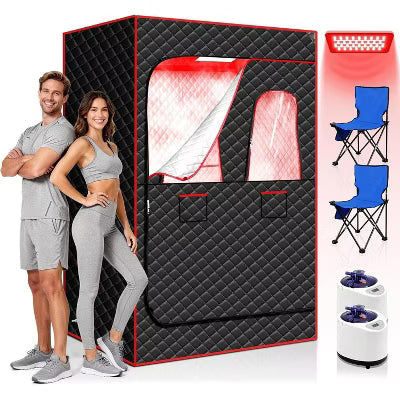 Morfone Portable Infrared Sauna for Two, Featuring Full-Body Steam Chamber and 9-Level Heating Foldable Chair Mobile Red Light Therapy Device