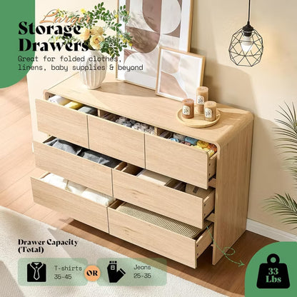 AMERLIFE Storage Dresser, Modern Chest with Rounded Corners, Wood Cabinet Organizer for Living Room, Easy Assembly