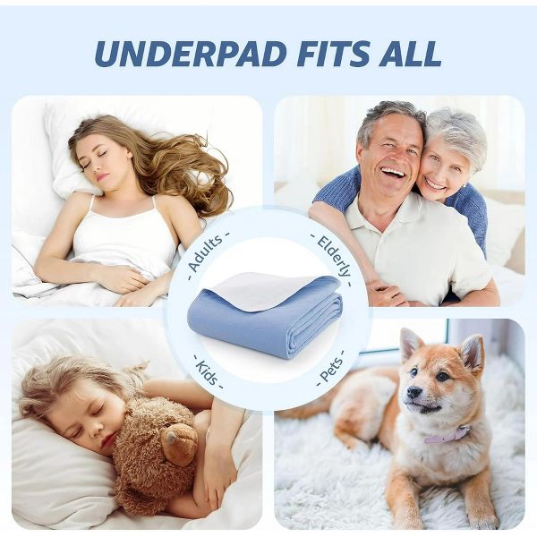 Hoey 1-Pack 34" x 52" Extra Absorbency Washable Waterproof Underpad – Reusable Bed Pad for Adults and Pets