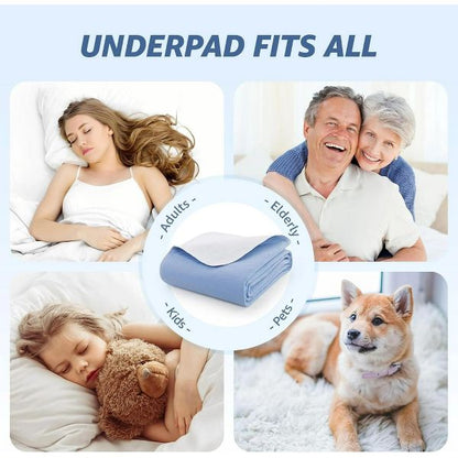 Hoey 1-Pack 34" x 52" Extra Absorbency Washable Waterproof Underpad – Reusable Bed Pad for Adults and Pets