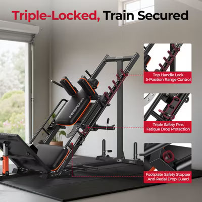 FEIERDUN 3‑in‑1 Leg Press Hack Squat Machine with Stretch Board – Adjustable Leg Press Machine