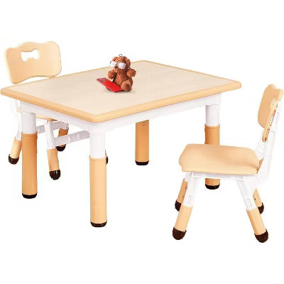 Kinder King 3-in-1 Kids Table & 2 Chairs Set with Storage, Removable Top for Art, Crafts, Reading, Play, Natural