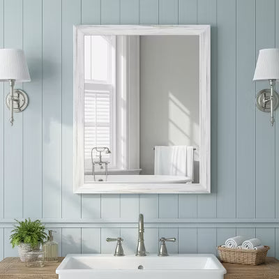 CIPACHO 16*20 Inch White Wood Wall Mirror - Shatterproof Durable Anti-Rust