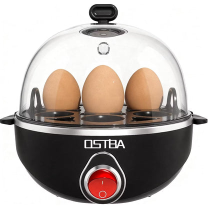 7-Egg Rapid Electric Cooker with Overheat Protection, Easy-Clean Boiler & Poacher for Hard, Soft & Medium Eggs