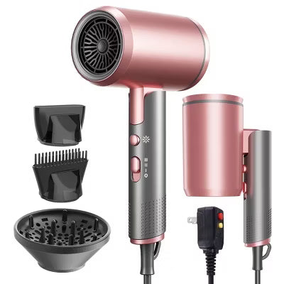 Hoey 1800W Professional Ionic Hair Dryer with Diffuser and Concentrator Attachments - 3 Heat Settings