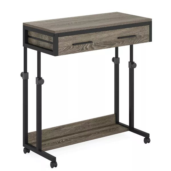 Resenkos Sofa Table, End Table, Side Table,Height Adjustable Desk, Mobile Side Table Portable Desk with Drawers,Gray