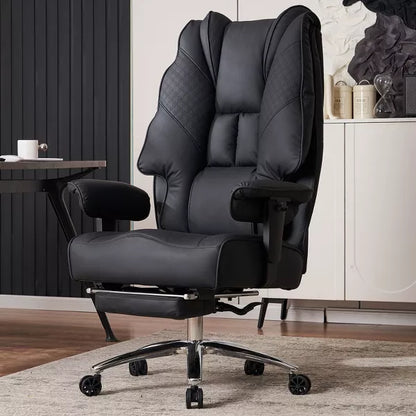 Efomao Big and Tall Ergonomic Office Chair 400lbs, Leather High Back Executive Desk Chair with Footrest