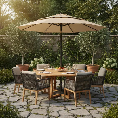 10ft Aluminum 3-Tier Auto-Tilt Outdoor Patio Umbrella – Great Gift for Backyard, Pool, Deck or Market Table – Easy Shade for Dining, Garden Gatherings