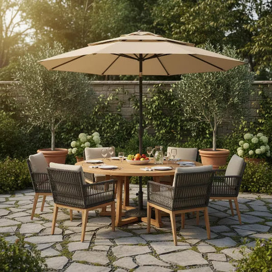 10ft Aluminum 3-Tier Auto-Tilt Outdoor Patio Umbrella – Great Gift for Backyard, Pool, Deck or Market Table – Easy Shade for Dining, Garden Gatherings
