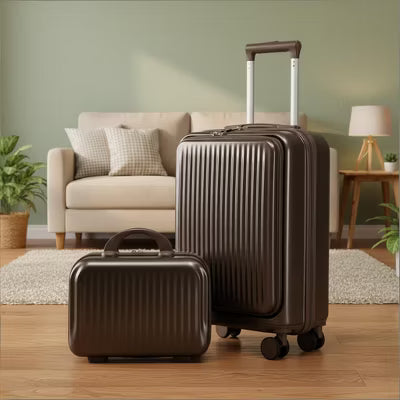 2-Piece ABS Spinner Luggage Set, 20" Carry-On Suitcase with Combination Lock & 14" Cosmetic Case, Front Opening Design, Lightweight Kid¡¯s suitcase