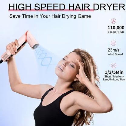 Dryhsip 9 in 1 High-Speed Hot Air Hair Styler with Digital Temperature Display,Ionic Technology,3 Heat/Cool Settings,Lightweight for Curly/Wavy Hair
