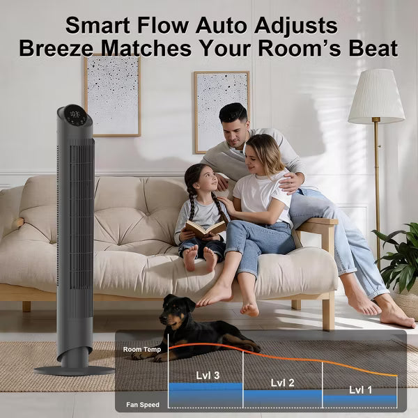 BILT HARD 40-Inch Tower Fan, 28dB Quiet Oscillating Floor Fan with 3 Speeds, 4 Modes & 12H Timer for Bedroom, Office, Living Room Cooling, White
