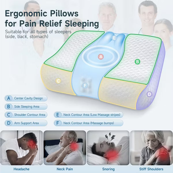 Zibroges Bed Pillow, Cervical Neck Pillow for Pain Relief, Contour Memory Foam Pillows for Sleeping, Bed Pillow Neck Support for Side Back Sleepers