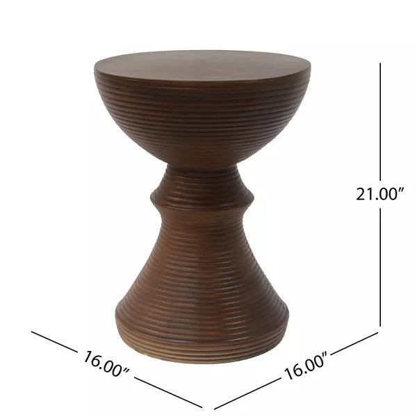Wooakway Concrete Outdoor Side Table with Hourglass Design, Weather-Resistant Accent for Patio, Garden, or Balcony