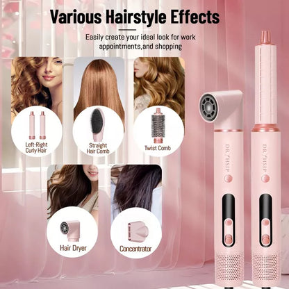 Dryhsip 6-in-1 High-Speed Hot Air Hair Styler with Digital Temperature Display,Ionic Technology,3 Heat/Cool Settings,Fast Drying Lightweight