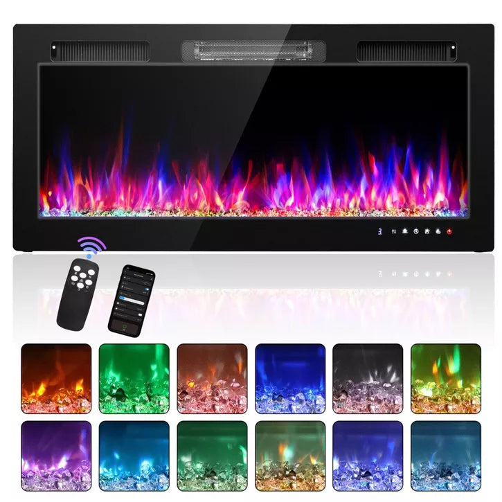 Karl Home 1500-Watt 36-inch Electric Fireplace Insert / Wall-Mounted Electric Fireplace with WIFI Function