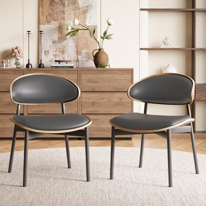 Luck Live Mid-Century Modern dining chair 2 piece set, faux leather kitchen dining chairs
