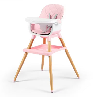 TODECARE High Chair, 7 in 1 Convertible Wooden Highchair for Babies & Toddlers with Adjustable Legs, Double Removable Tray, Safety Harness