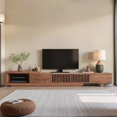 Gaoyangjiaju Modern Walnut TV Console for 75+ Inch Screen – Extendable