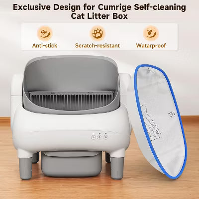 Cumrige Waterproof Litter Box Liners, 2-Pack Leak-Proof Pads for Self-Cleaning Boxes
