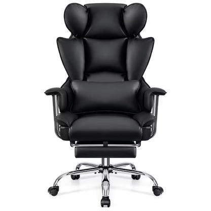 KERDOM Office Desk Chair, Big and Tall Executive Chair with Footrest, Ergonomic Reclining High Back Support, Black